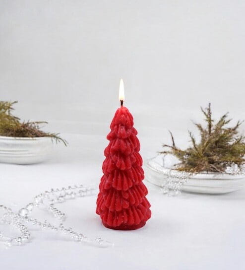 Red Wax Christmas Tree Candle