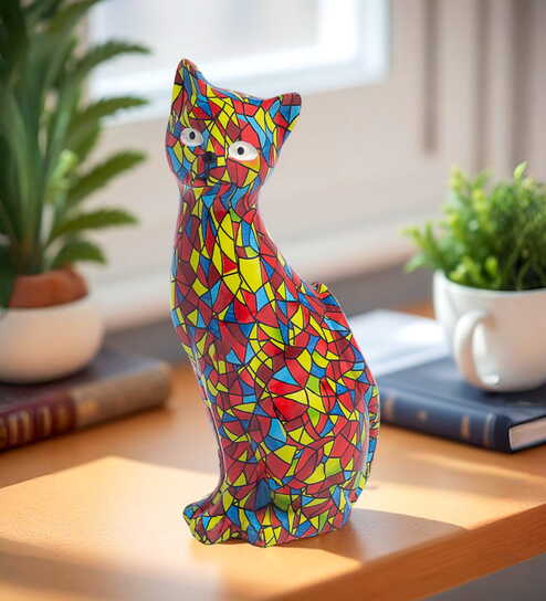 Red Yellow Vintage Cat Showpiece -4 Inch
