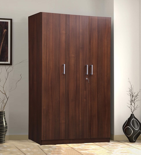 Reegan Three Door Wardrobe Without Mirror In Wenge Colour By Nilkamal