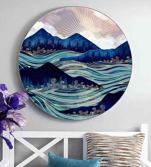 Reflection Rendezvous Blue Canvas Framed Wall Plates