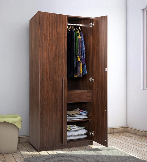 Buy Regal 2 Door Wardrobe In Walnut Suede Finish By Trevi