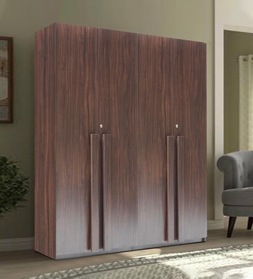 Buy Regal 4 Door Wardrobe In Walnut Suede Finish By Trevi