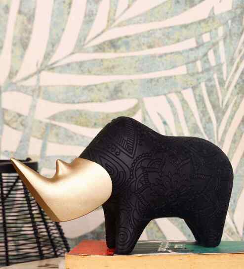 Regal Rhino Resin Artifact (Black & Gold)