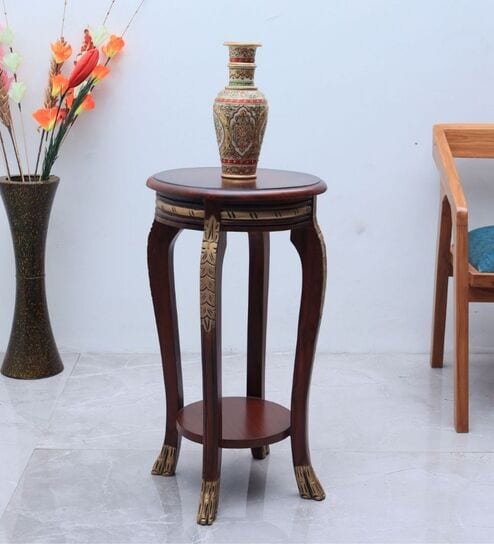 Regal Teak Wood Planter Table In Brown Finish