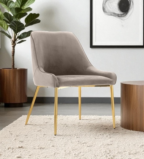 Regal Verdanza Velvet Accent Chair with Luxe Gold Metal Legs and Sculpted Mid-Back for Living Room in Green Colour