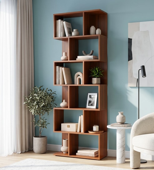 Regalia Brown Colour Bookshelf In Walnut Finish With 6 Tier