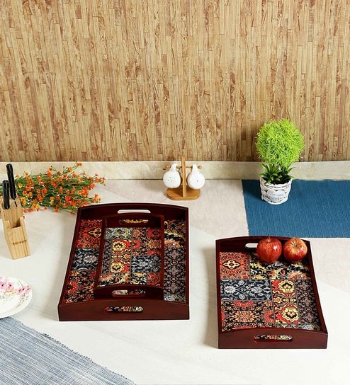 Wooden Rectangle Serving Trays Set of 3