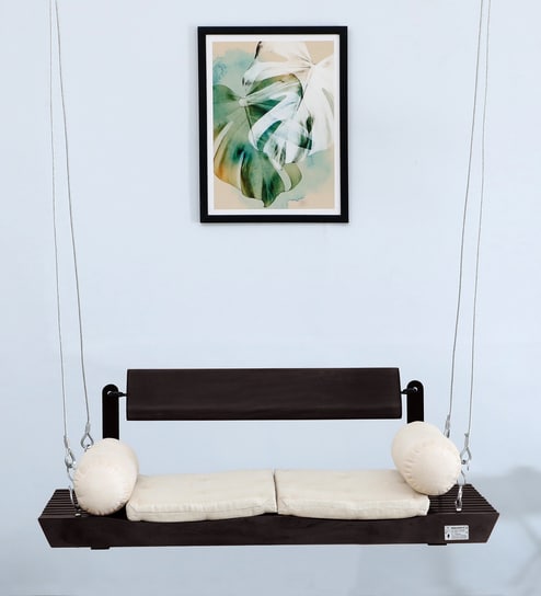Relxa Solid Wood Relxa Rollable Back Swing In Dark Walnut Colour