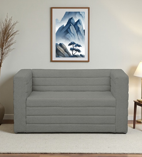 Remona Boucle Fabric 2 Seater Sofa in  Grey Colour