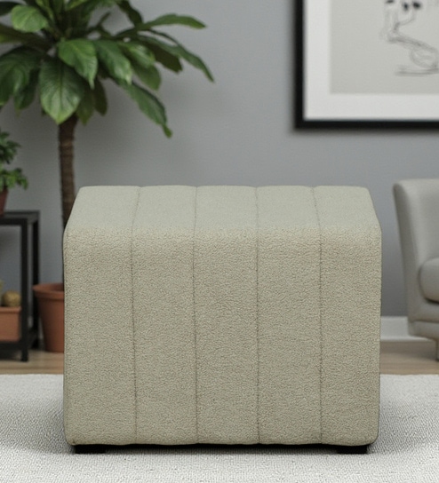 Remona Boucle Fabric Foot Stool In Lunar Grey Colour