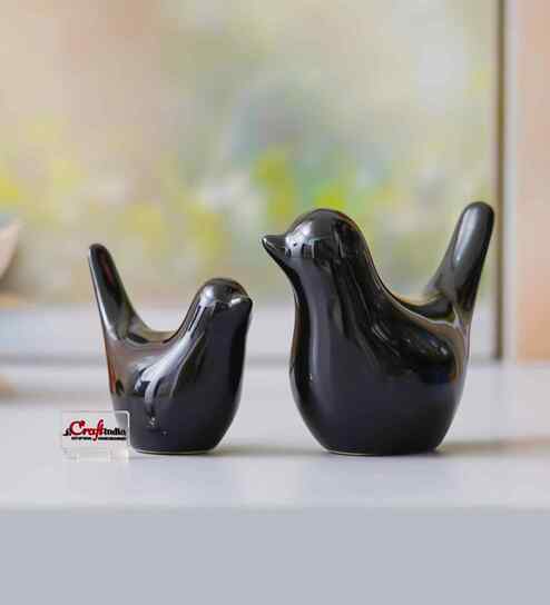 Resin Love Birds Showpieces (Set of 2, Black)| Home Decor Items for Living Room Bedroom Hall Office Desk| Decorative Bird Figurines Statue| Home Decor Gifts for Birthday Housewarming