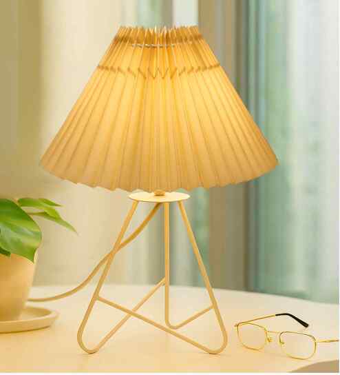 Yellow Retro Down to the Wire Table Lamp with Fabric Shade