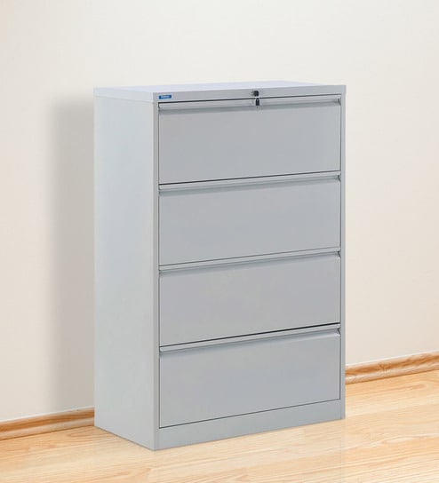 Buy Retro Four Drawer Filing Cabinet In Grey Colour By Nilkamal