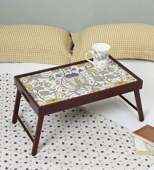 Retro Hibiscus  Brown MDF Bed Tray