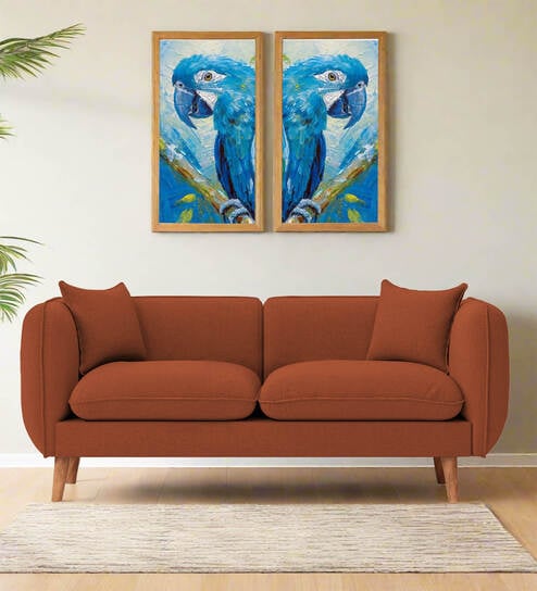 Reva Fabric 2 Seater Sofa in Royal Orange Colour