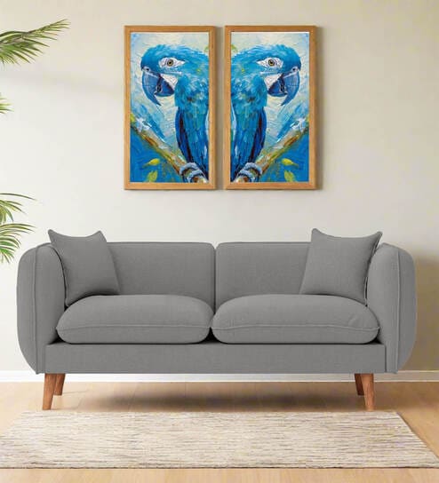 Reva Fabric 2 Seater Sofa in Silver Grey Colour