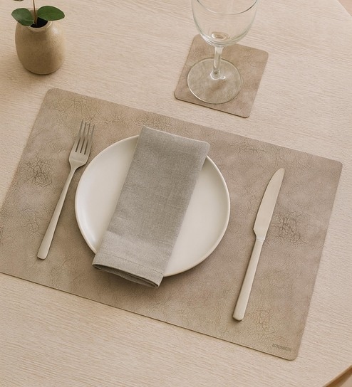 Reversible PVC Placemats & Coasters Set of 6 - Multi, 30x45 cm
