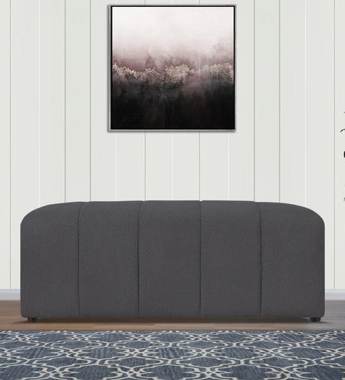 Rexi Fur Fabric Bench in Avio Grey Colour