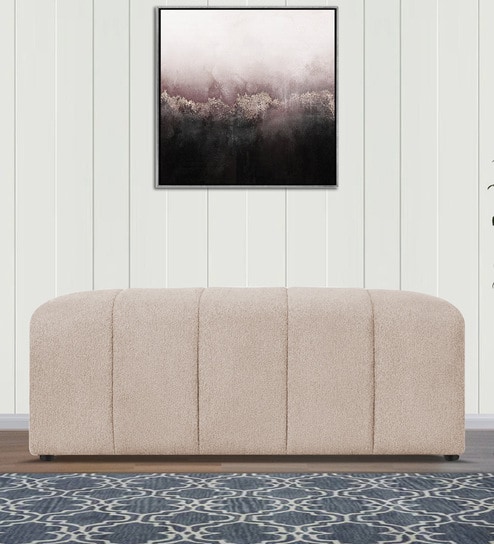Rexi Fur Fabric Bench in Regal Beige Colour