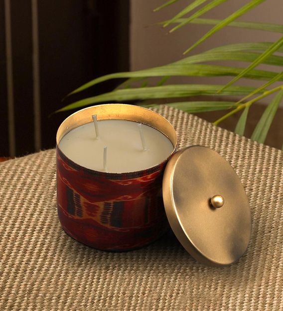 Buy Brass Tin Red Decorative Candle By Ritu Kumar Home Online Decorative Candles Lamps Lighting Lamps Lighting Pepperfry Product