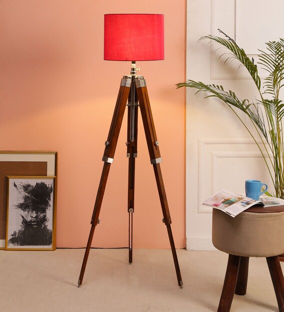 red tripod floor lamp