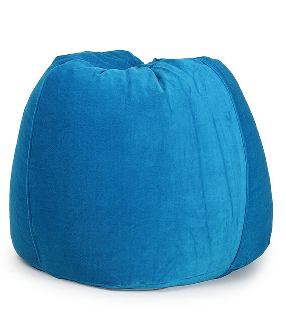 Buy XXXL Organic Velvet Bean Bag Cover in Blue Colour by Reme Online