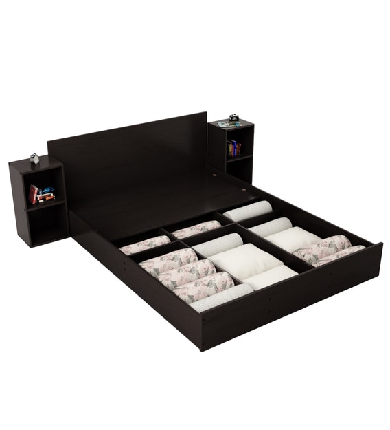 Buy Ren King Size Bed with Storage & Two Bedside Tables in Wenge Finish