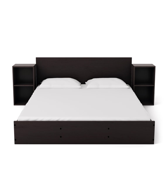 Buy Ren Queen Size Bed with Storage & Two Bedside Tables in Wenge Finish by Mintwud Online