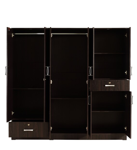 Buy Ren 6 Door Wardrobe with External Drawers in Wenge Finish by