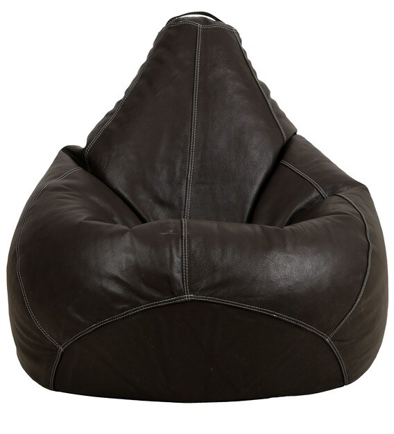 Buy Stillo XXL Bean Bag with Beans in Dark Brown Colour by Couchette