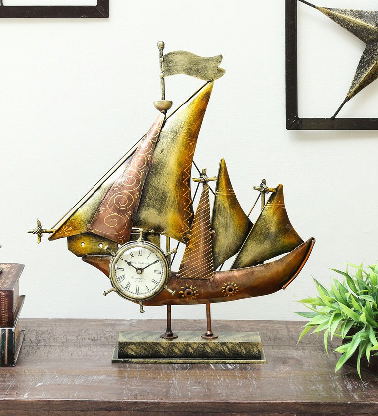 Buy Iron Decorative Ship Miniature Analog Table Clock By Craft Tree ...
