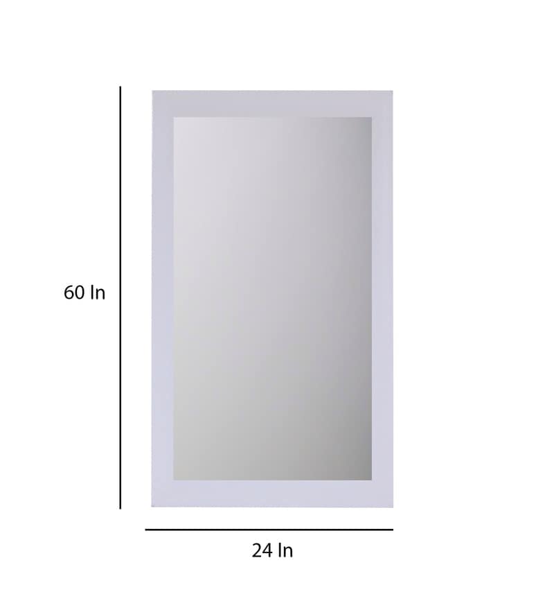 Buy Rectangle Long Framed Mirror in White (60x24) By K K Glass