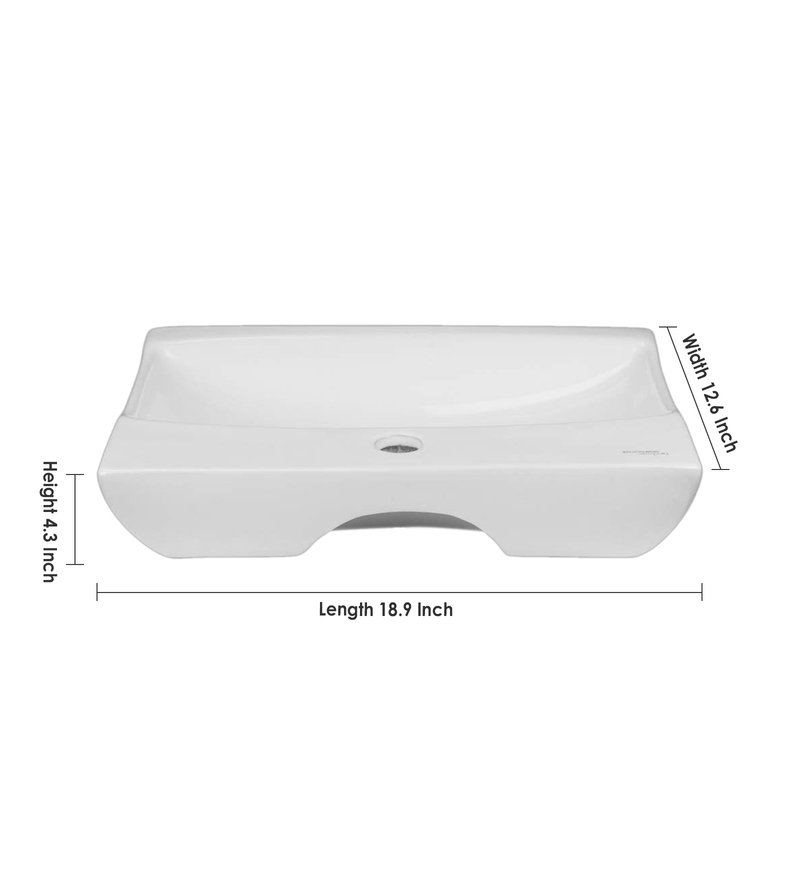 Buy Rectangular Shape Ceramic White Counter Top Wash Basin (L: 8.9, W ...
