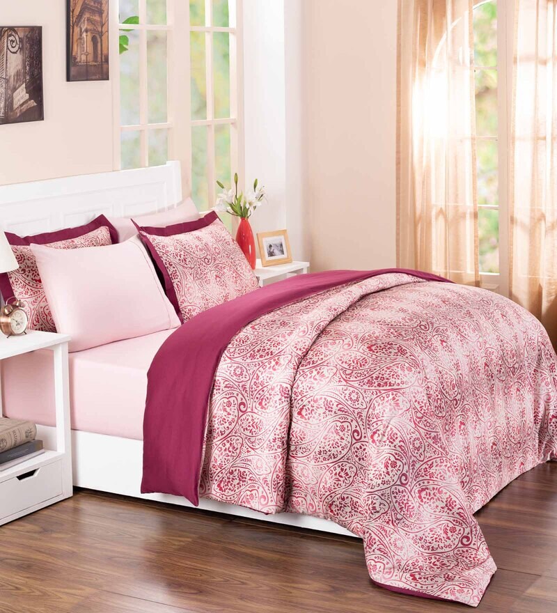 Buy Red Abstract 100 Cotton 1 Double King Size Bed Duvet Cover With 2 Pillow Cases Folklore