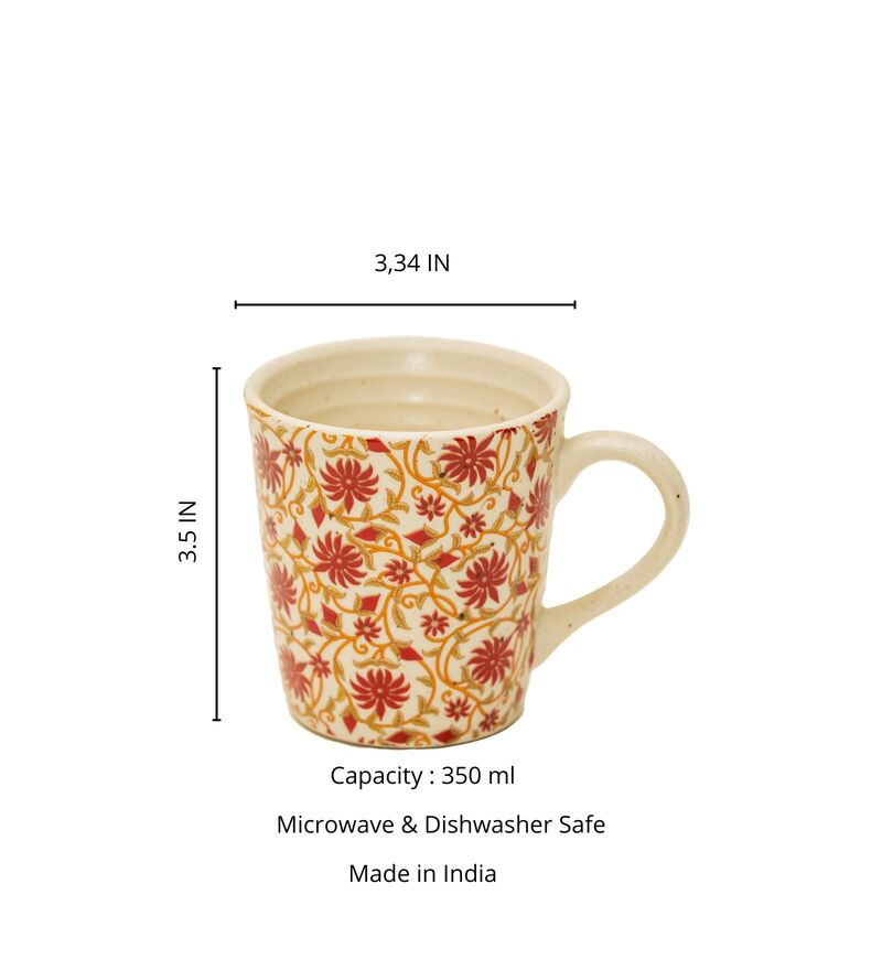 Buy Red Ceramic (Set of 4) Coffee by JASMEY HOMES Online Coffee Mugs