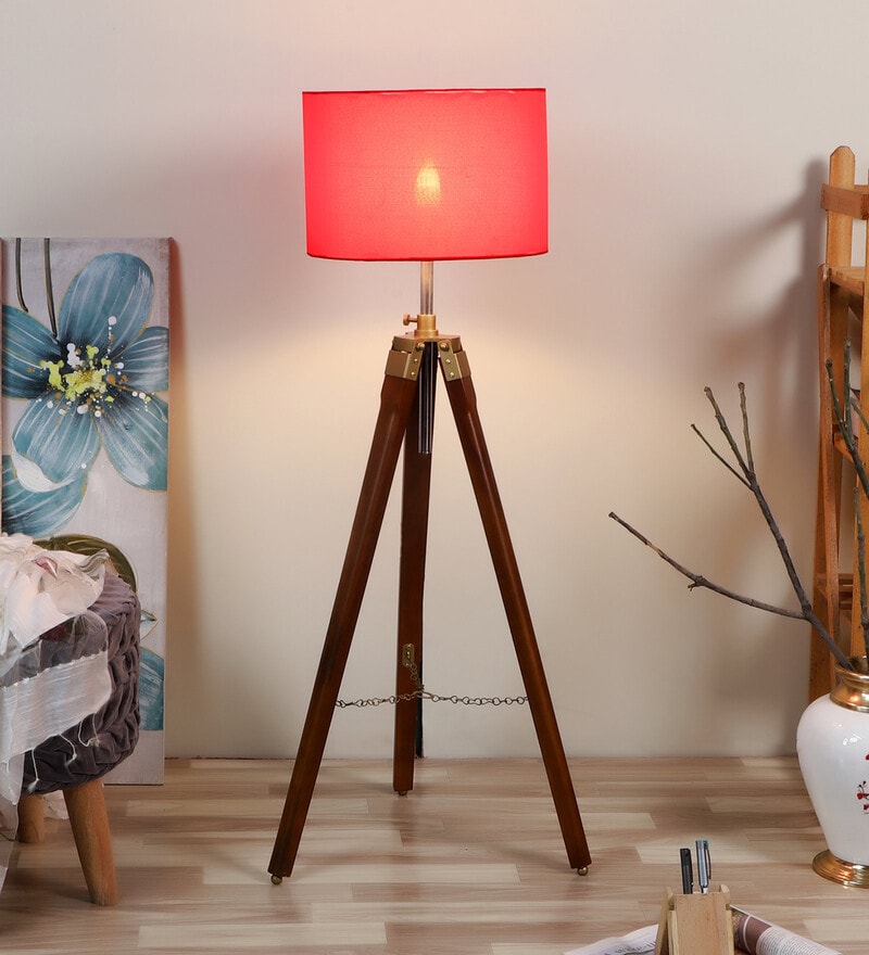 tripod floor lamp red shade