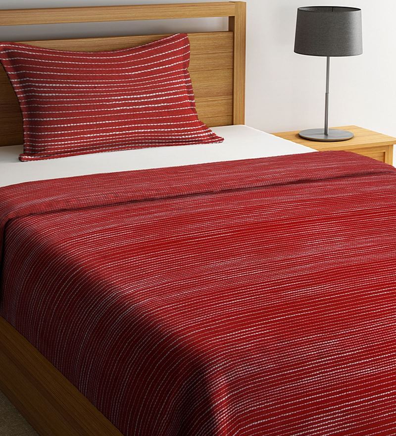 Buy Cotton Single 300 TC Bed Cover With 1 Pillow Cover by Klotthe Online Single Bed Covers