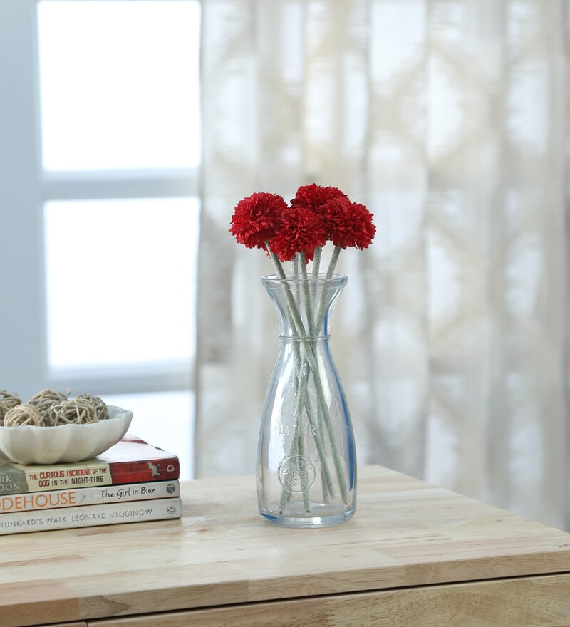 Buy Red Fabric Artificial Chrysanthemum Flower Bunch by Fourwalls