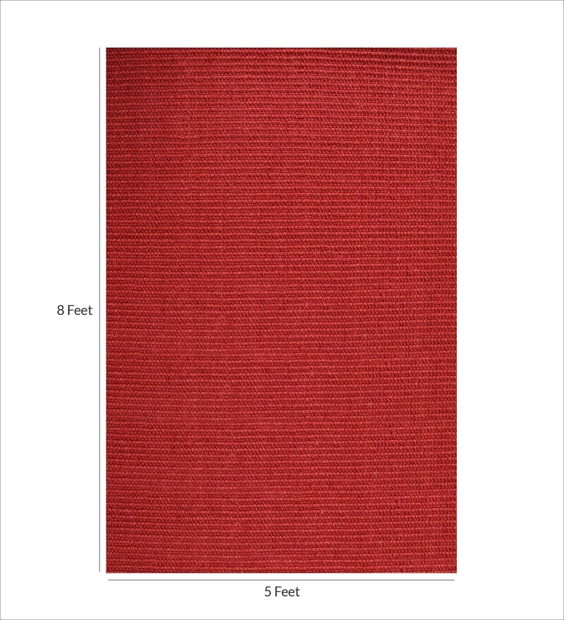Buy Red Jute Solid 5 X 8 Feet Machine Made Carpet By The Rug Atelier