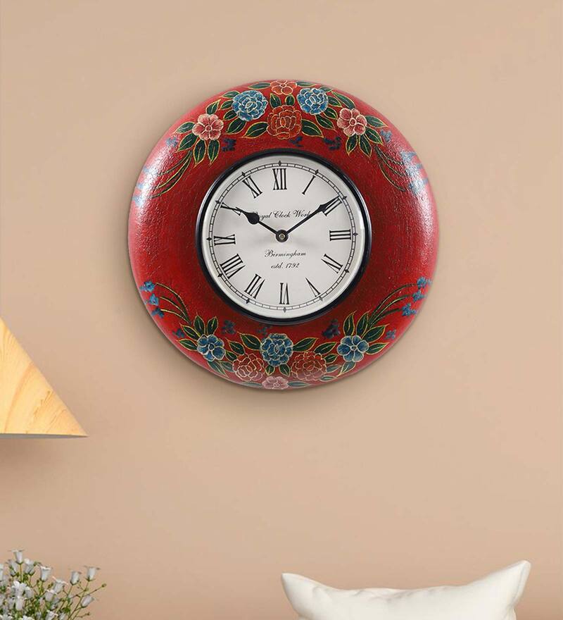 Buy Red MDF Wall Clocks by Aapno Rajasthan Online Traditional Wall