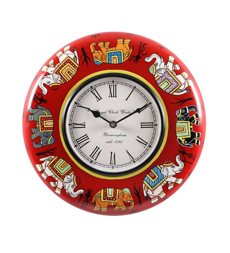 Buy Red MDF Wall Clocks by Aapno Rajasthan Online Traditional Wall