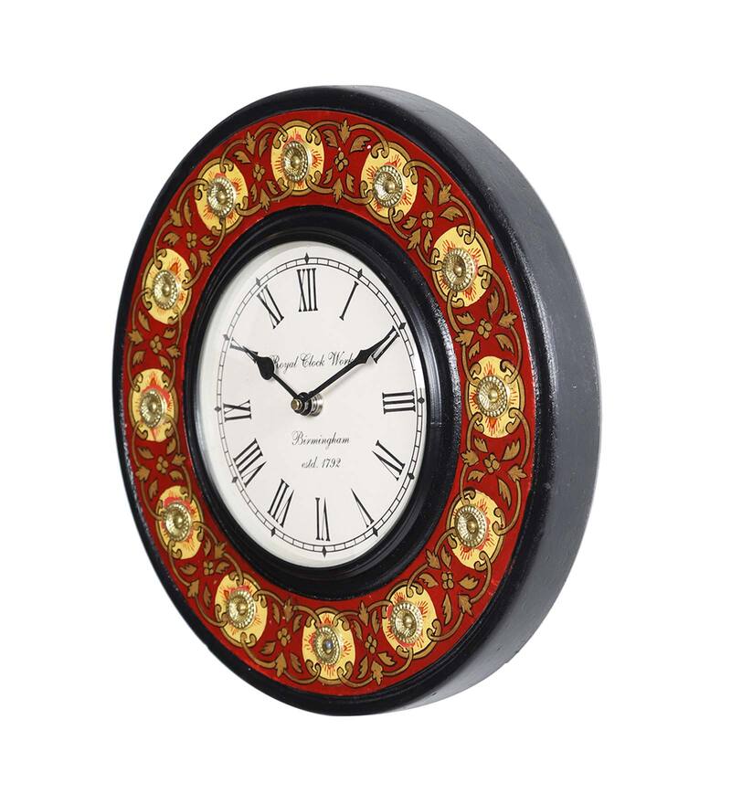 Buy Red MDF Wall Clocks by Aapno Rajasthan Online Traditional Wall