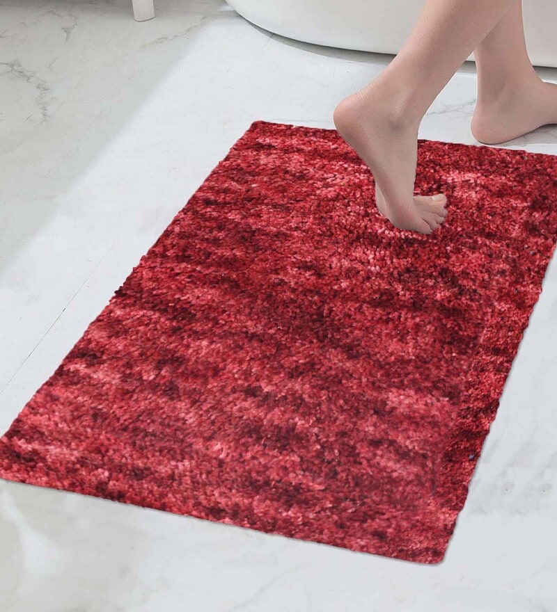 Buy Red Microfiber Solid 23x56 Inches Floor Runner by Luxe Home ...