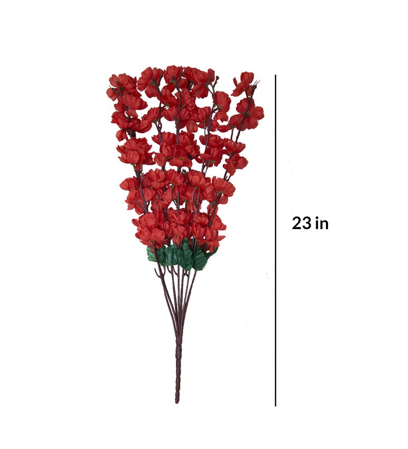 Buy Red Polyester Artificial Blossom Flower Bunch by PolliNation Online