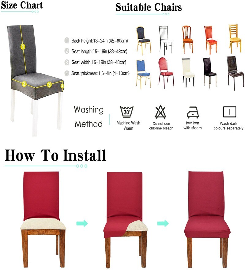 Buy Pink Polyester Plain Solid 38x14 Chair Cover (Set of 6) By Ohello