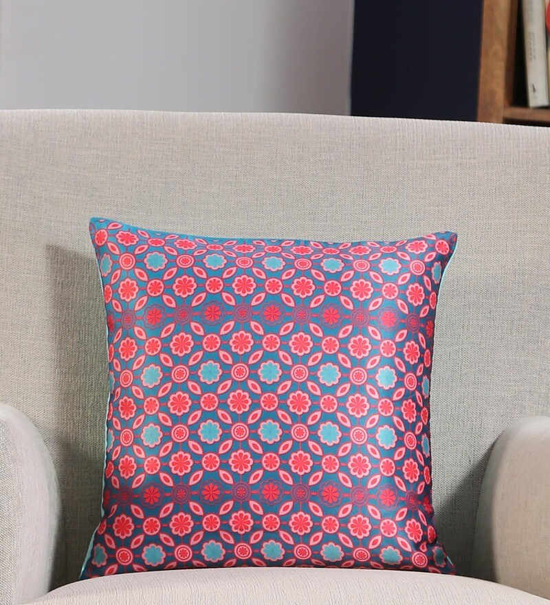 Buy Red Polyester Traditional 16 x 16 Inches Cushion Cover By Jeel