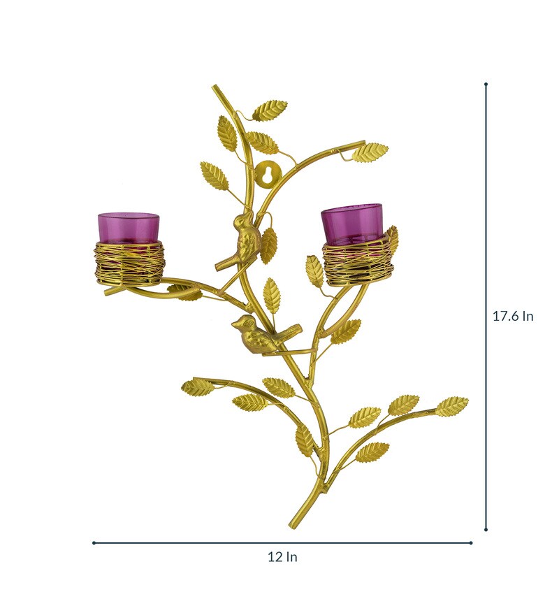 Buy Gold Steel Wall Candle Holder by Homesake Online Wall Tea Light
