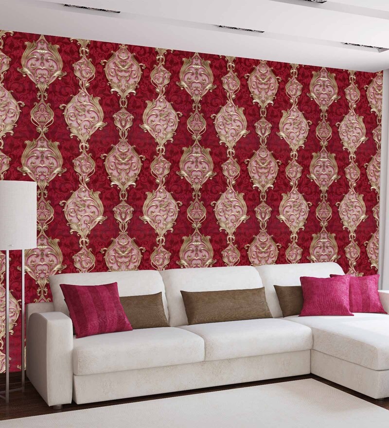 Buy Red Vinyl Natural Floral Wallpaper By Interior Xpression