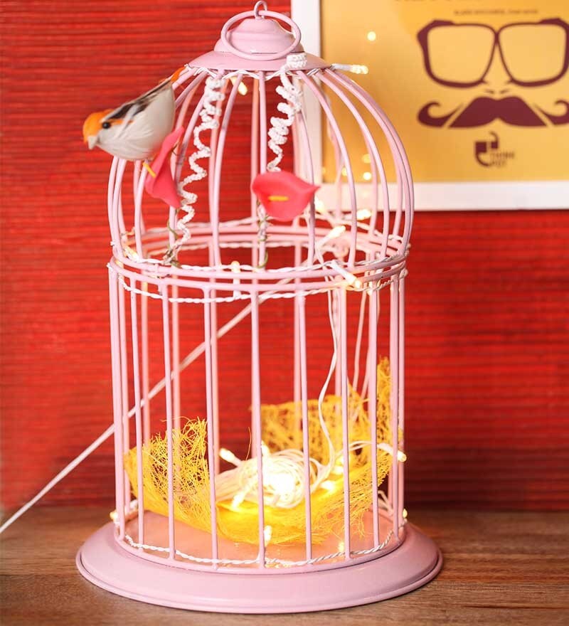 pink bird cage decor