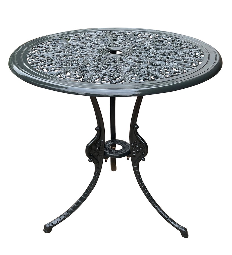 grey metal outdoor table